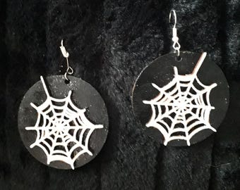 Earrings, spider webs,  Goth, Halloween