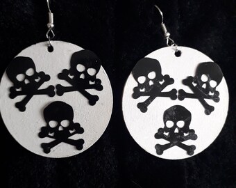 Earrings, skull and crossbones,  Goth, pirate