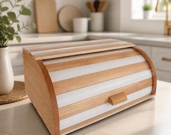 Heller Brotkasten aus Holz, 39,5 x 29,5 x 16,7 cm