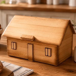 Scatola per il pane Beech House, 14,2 x 9,6 x 7,3 pollici, contenitore per cucina in stile rustico.