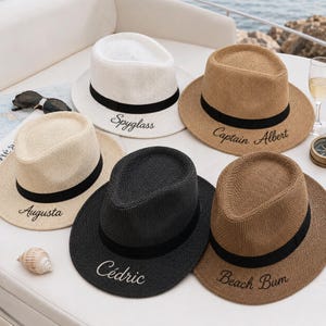 Personlig kaptenshatt för män - Anpassad broderad halmfedora, marskalkar, yacht, svensexa, strand, bröllop, solhatt, present