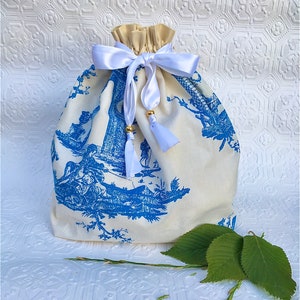 Toile de Jouy, Toiletartikelen, Wassen, cadeau, tas met trekkoord