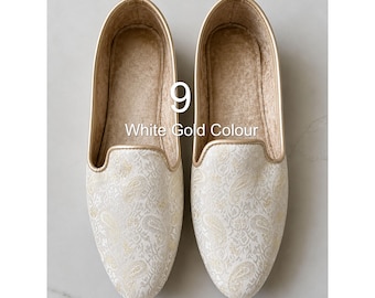 Men Groom Loafer Shoes Handmade Indian Wedding Footwear Sherwani Slip On Embroidered Mojari Ethnic Party Wear Reception Western Traditional.