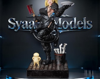 Dark Fantasy Butcher Girl Sculpture STL Statue for 3D Printing
