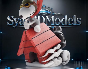 Snoopy, el as de la aviación - Escultura de dibujos animados, estatua STL para impresión 3D