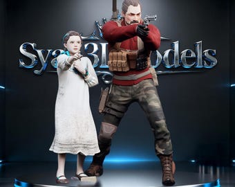 Natalia Korda & Barry Burton - Resident Evil Sculpture STL Statue for 3D Printing