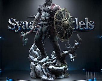 Kratos - God of War (Ragnarok) Sculpture STL Statue + Bust for 3D Printing