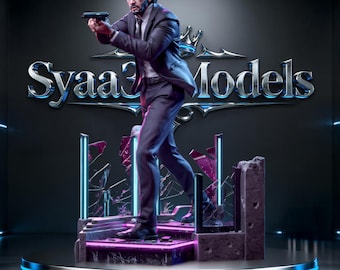 John Wick - Escultura de película de acción, estatua STL para impresión 3D
