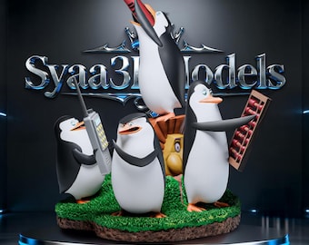 Escultura de pingüinos de Madagascar (archivo STL) para impresión 3D