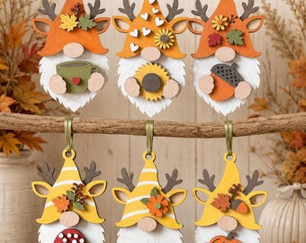 Fall Gnome Wood Ornaments