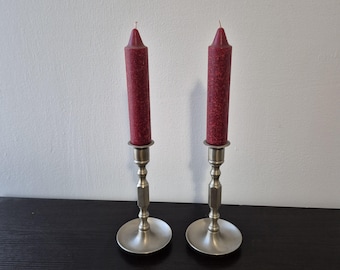 Portacandele vintage Baldwin in peltro – Coppia di portacandele a cono realizzati a mano – Decorazione tradizionale in stile rustico – Prodotto negli Stati Uniti