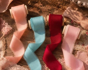 Style Frayed Ribbon – Wedding Bouquet Ribbon with Wooden Spool