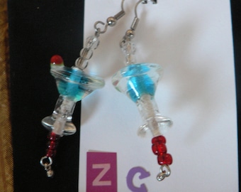 Pendientes con aro de cóctel azul