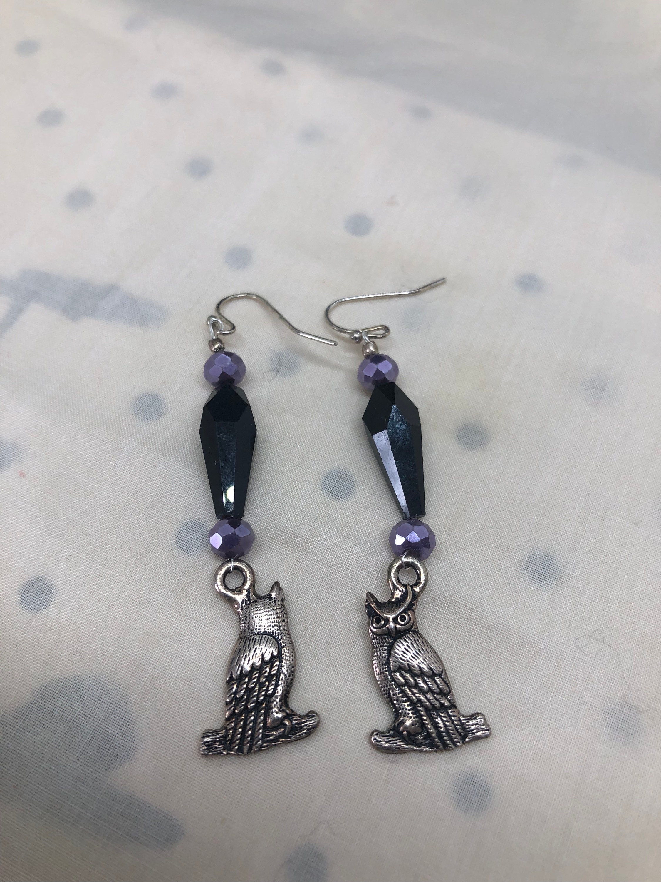 owl drop pierce earrings