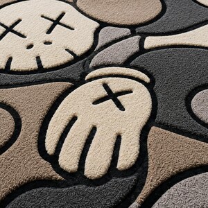 KAWS Inspired Abstract Tufted Rug, Cartoon Street Art Carpet, Modern Bedroom Decor image 2