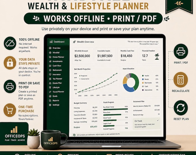 Windfall Wealth Planner | Lottery, Inheritance, Bonus Tax Calculator, HTML (Digital Download)