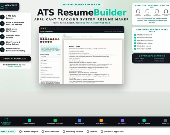 12 ATS-Friendly Resume Templates | Professional CV Builder Download as (Word, PDF)