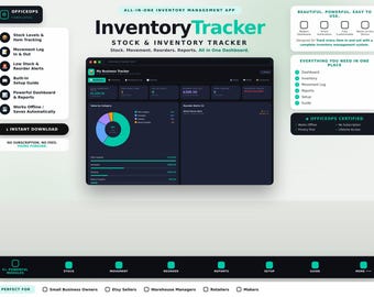 Inventory Tracker Spreadsheet for Small Business | Stock Movement Log & Reorder Alert Excel Dashboard