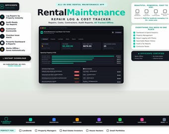 Rental Property Maintenance Tracker | Repair Cost Log for Landlords Offline HTML App
