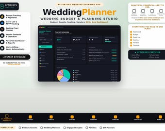 Wedding Planner App, Interactive Budget, Guest List, Seating Chart (Instant Download)