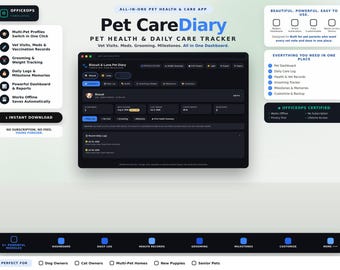 Pet Care Tracker, Offline Health Diary & Vet Record HTML App