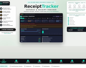 Small Business Expense Tracker | Receipt Log, Budget Spreadsheet (Instant Download)