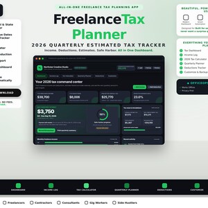 Frilansande kvartalsvis skatteplanerare, 2026 SE Tax & QBI Offline HTML-app