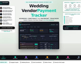 Wedding Vendor Payment Tracker | Budget, Contracts, Due Dates (Digital App)