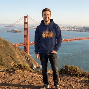 Dachshund With Witch, Homespun Autumn Hoodie | Cotton-Poly Medium-Heavy Fabric | Classic Fit, Double-Lined Hood