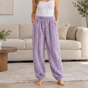 Flannel Lounge Trousers, Fuzzy Pyjama Pants for Women, Soft Cotton Lounge Bottoms, Cosy Home Wear Trousers, Gift for Her, Womens Loungewear