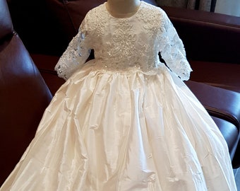 Christening gown |  Silk Christening gown girl | Christening gown baby girl | baby christening gown | baby christening gown girl