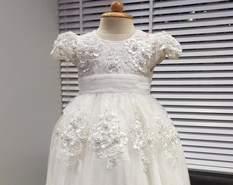Baby Christening gown girl | Christening gown baby girl | Comes with Christening bonnet and shoes | Beaded Christening gown