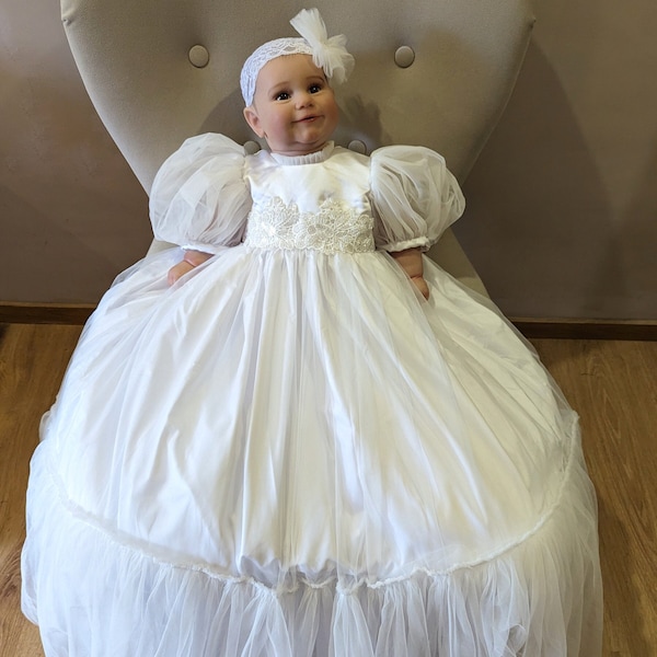 White Baptism Gown | Christening gown | Infant baptism dress | Christening girl dress | Baby baptism gown | Blessing dress