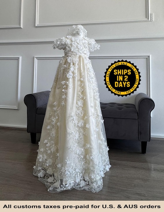 chinese dress ladies Luxury French Lace Baptismal and Christening Gown with Bonnet