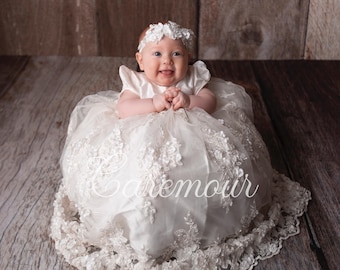 Baptism dress toddler | Baby Christening Dress | Caremour Baby girl Christening gown | Baby dedication dress | Ropone de bautizo para nina