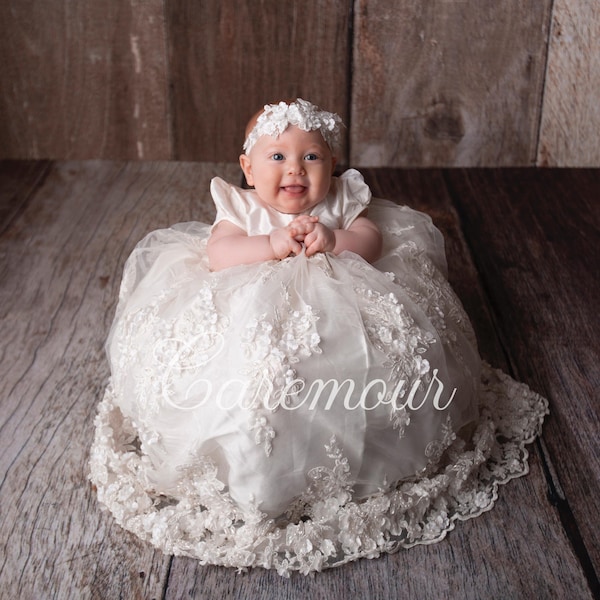 Baptism dress toddler | Baby Christening Dress | Caremour Baby girl Christening gown | Baby dedication dress | Ropone de bautizo para nina