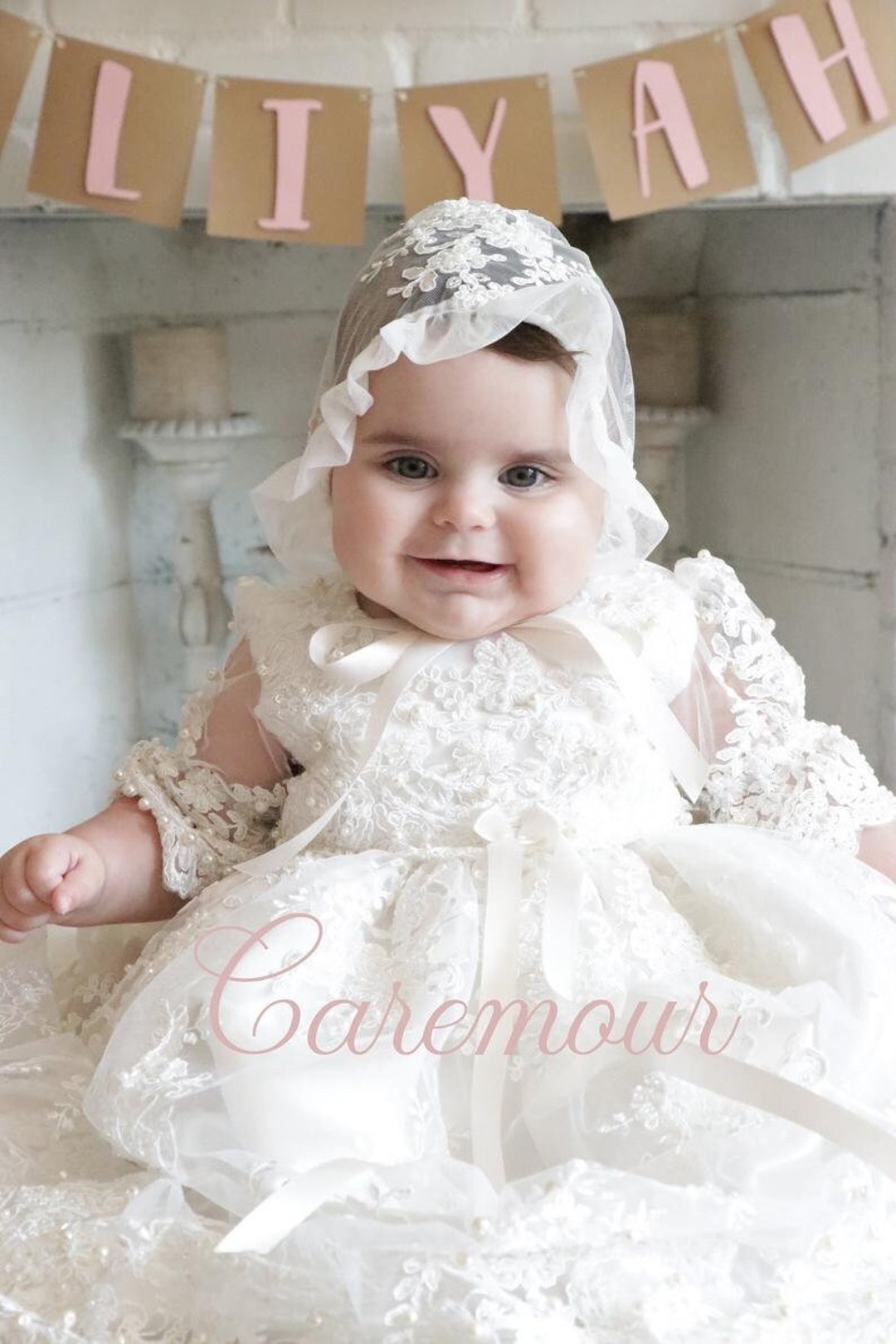 White Lace Baptism Dress Christening Dress Christening Gown for Baby