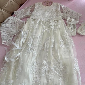 Queen of Hearts Christening gown Infant baptism dress Christening girl dress Baby baptism gown Blessing dress image 7