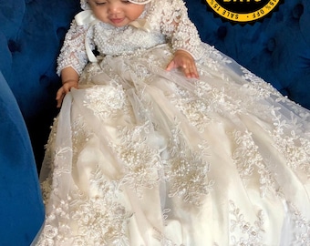Handmade Christening Gown: 'Queen of Hearts' Heirloom Baptism Dress, Bonnet & Shoes - BESTSELLER