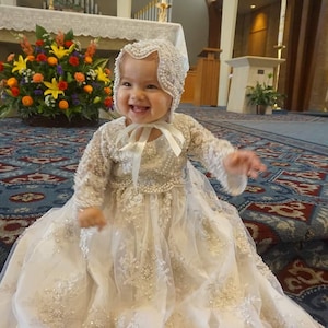 Queen of Hearts Christening gown Infant baptism dress Christening girl dress Baby baptism gown Blessing dress image 2