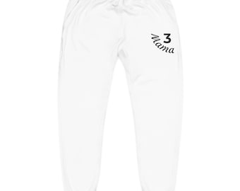Bestickte Jogginghose für dreifache Mütter, Mama Cubed Joggers, Kuschelige Fleece-Loungewear-Hose, Geschenk für dreifache Mütter