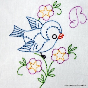 Bluebird Machine Ricamo Design 4x4 o 5x7 cerchio, linea di colorazione vintage: DOWNLOAD ISTANTANEO