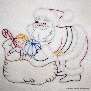 Vintage Christmas Santa with Sack of Toys Machine Embroidery Design 4x4 AND 5x7, quick, looks hand-stitched, INSTANT Download