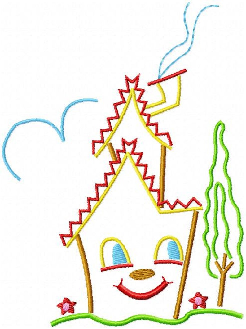 Vintage Crooked House Machine Embroidery Design 2 Sizes 4x4 Etsy