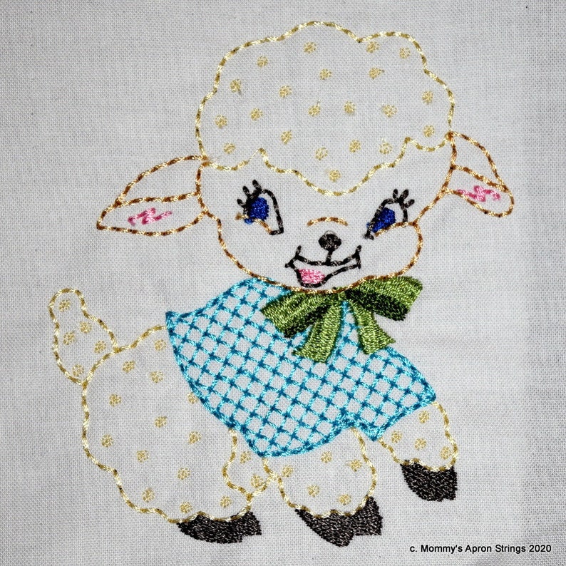 Vintage baby lamb machine embroidery design 4x4 and 5x7 both  etsy