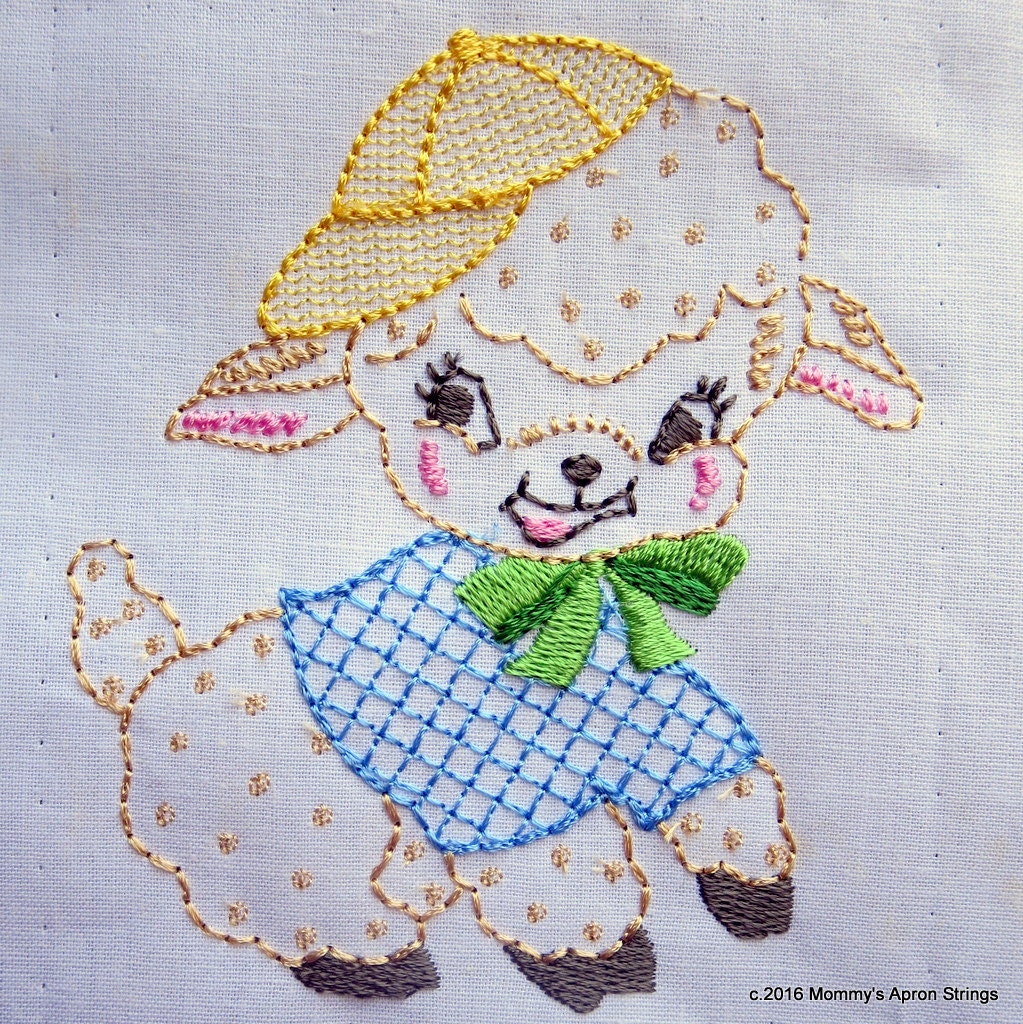 Vintage Baby Lamb Machine Embroidery Design 4x4 and 5x7 BOTH
