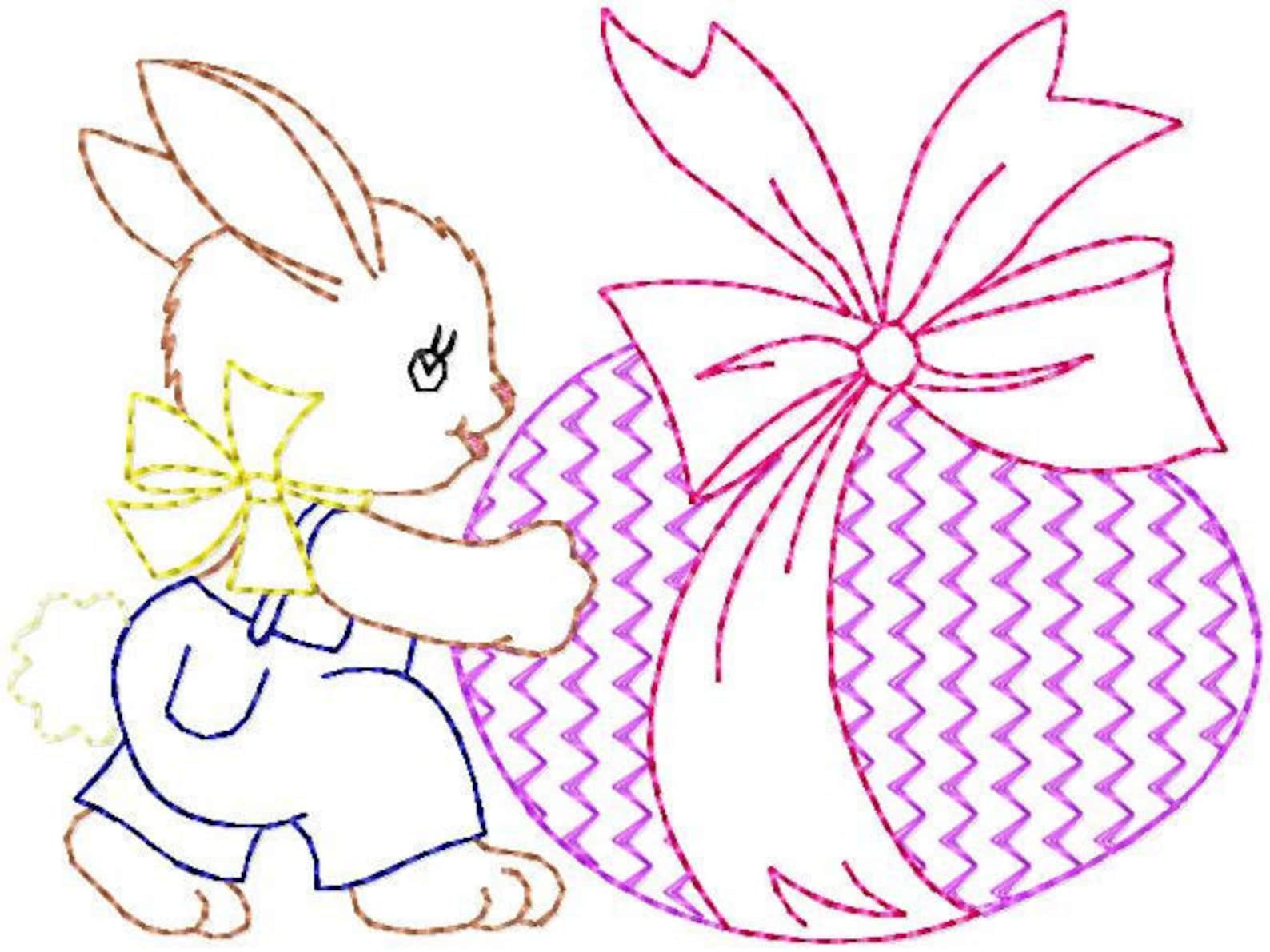 Vintage easter bunny with egg machine embroidery design 2  etsy Vintage easter bunny with egg machine embroidery design 2  etsy