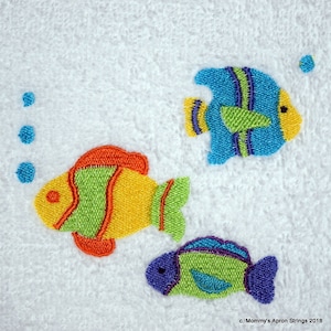Tropical  Fish Embroidery Design 4x4 hoop, fill design, swimming, ocean, towels,  INSTANT DOWNLOAD