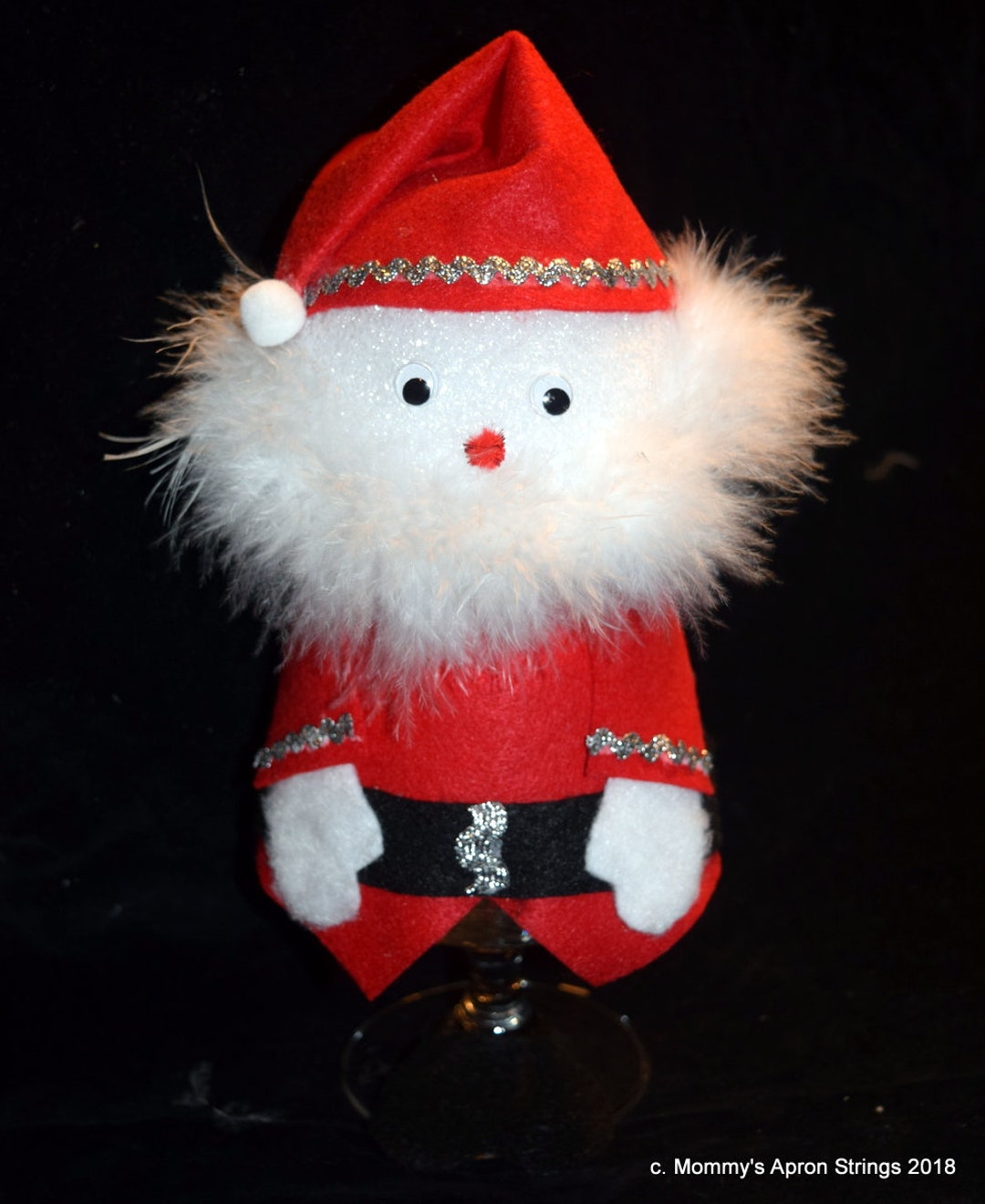 Brandy Snifter Santa Christmas Candy Felt Craft PDF Pattern 1960s Retro