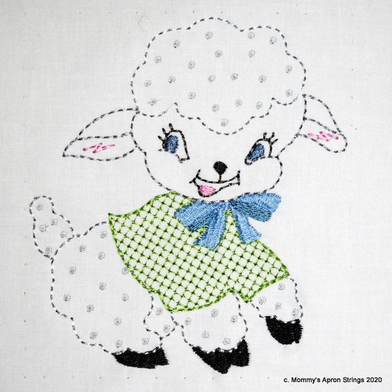 Vintage Baby Lamb Machine Embroidery Design 4x4 and 5x7 BOTH Etsy